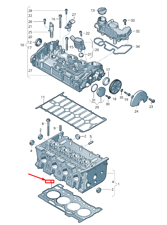 new vw touran 5t engine cylinder head gasket 04e103383cc ee original