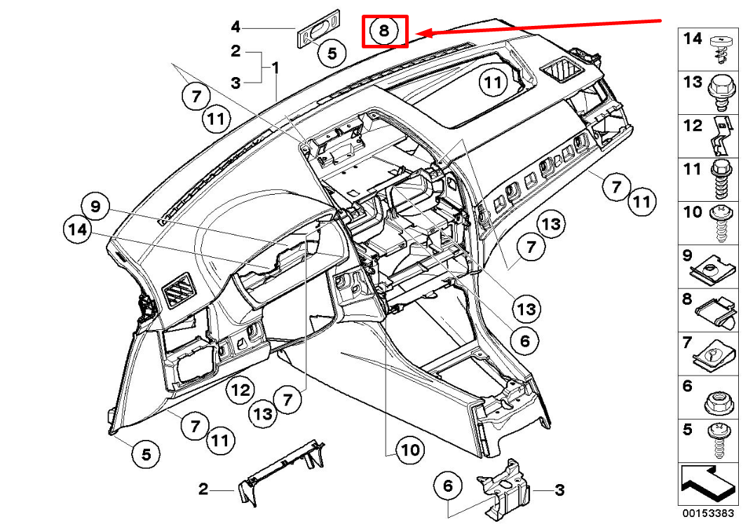 new bmw 3 e46 interior dashboard clamp 8226638 51458226638 original