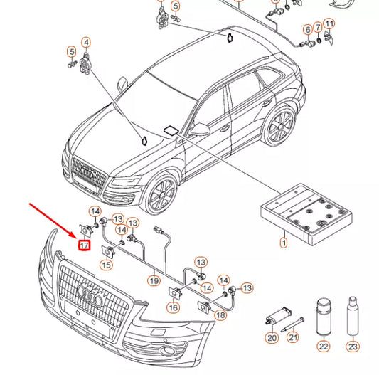 NEW AUDI Q5 8R FRONT LEFT OUTER ULTRASOUND SENSOR SUPPORT 8R0919267L ORIGINAL
