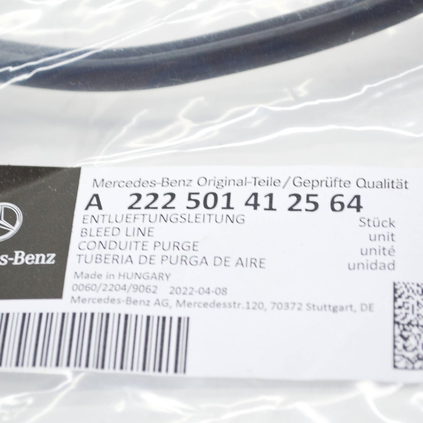 NEW MERCEDES BENZ S W222 ENGINE COOLANT OWERFLOW HOSE A222501412564 ORIGINAL