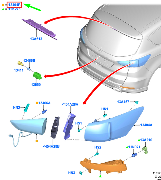 new ford galaxy mk3 rear inner left side taillight 2289261 original