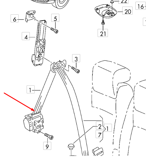 new volkswagen touran 1t rear right seatbelt 1t0857806eraa original