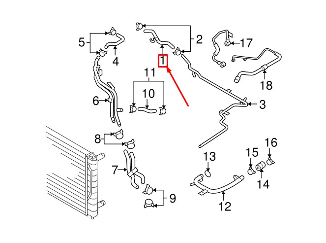 NEW AUDI A3 SPORTBACK 8P ENGINE UPPER EXPANSION TANK HOSE 1K0122447GC ORIGINAL