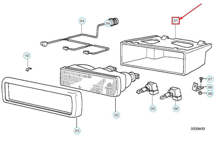 NEW BMW 8 E31 FRONT RIGHT HEADLIGHT HOUSING 63128354544 8354544 ORIGINAL