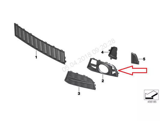NEW BMW 5 F10 FRONT BUMPER M SPORT LEFT GRILLE 51118059001 8059001 2015 ORIGINAL