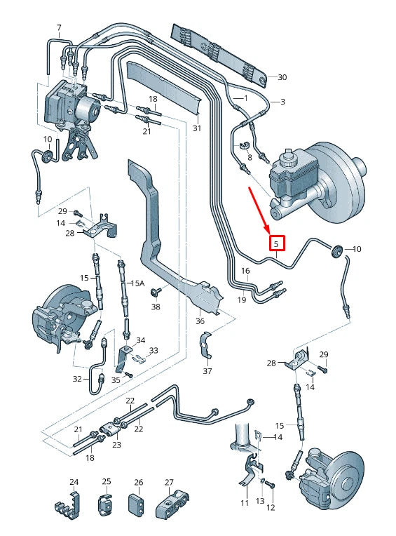 NEW VW EOS 1F LH BRAKE PIPE FROM HYDRAULICS TO BRAKE HOSE RHD 1K2614723F