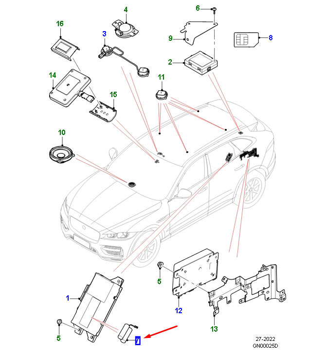new jaguar f-pace x761 telematics battery t2r23864 original