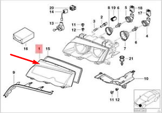 new bmw 3 e46 left headlight plastic cover 63126924045 6924045 original