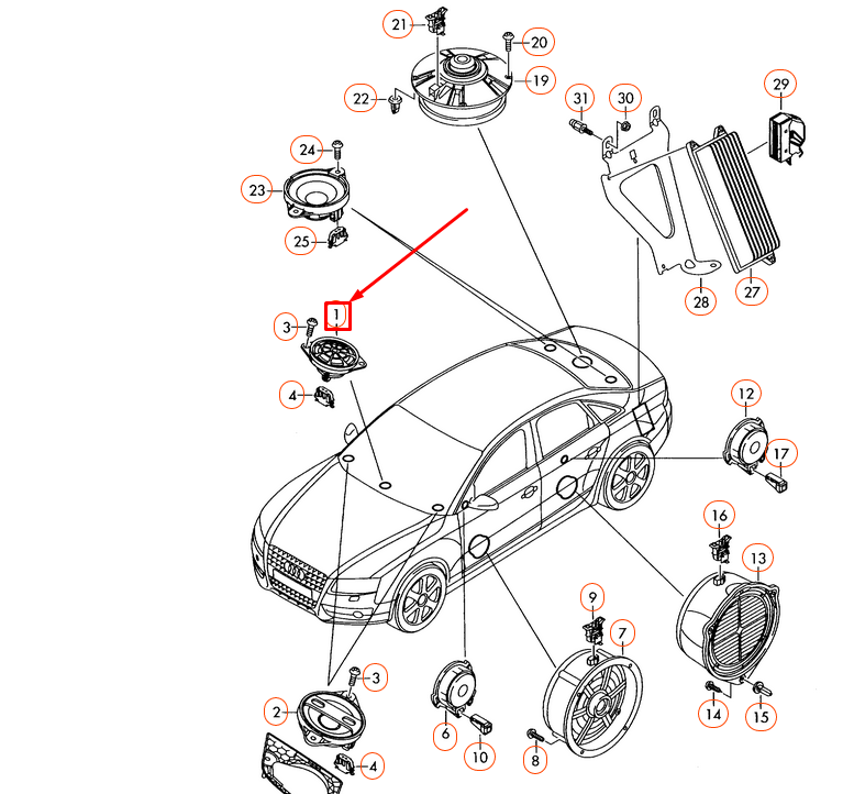 NEW AUDI A4 B8 DASHBOARD CENTER LOUDSPEAKER 8T0035397 ORIGINAL