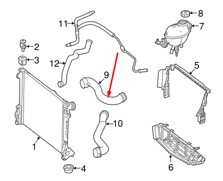 NEW MERCEDES-BENZ C-CLASS W204 RIGHT WATER COOLANT HOSE A2045011682 ORIGINAL