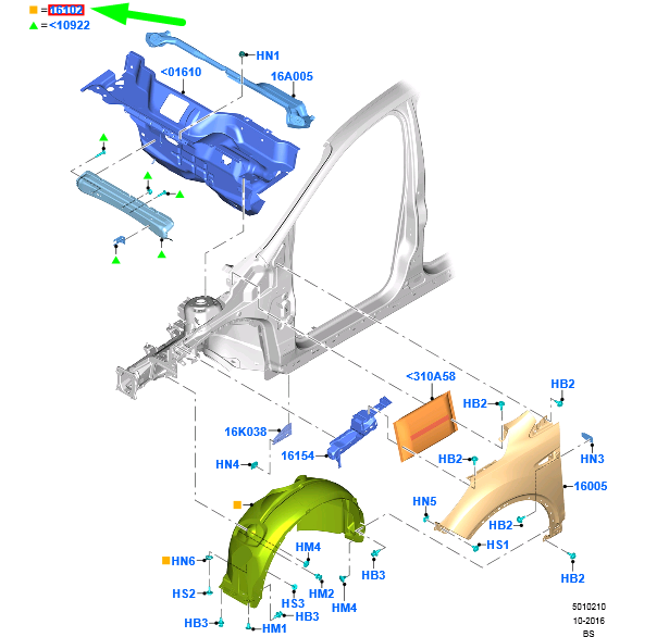 new ford kuga mk2 c520 front left inner wheel arch guard liner 2454611 original