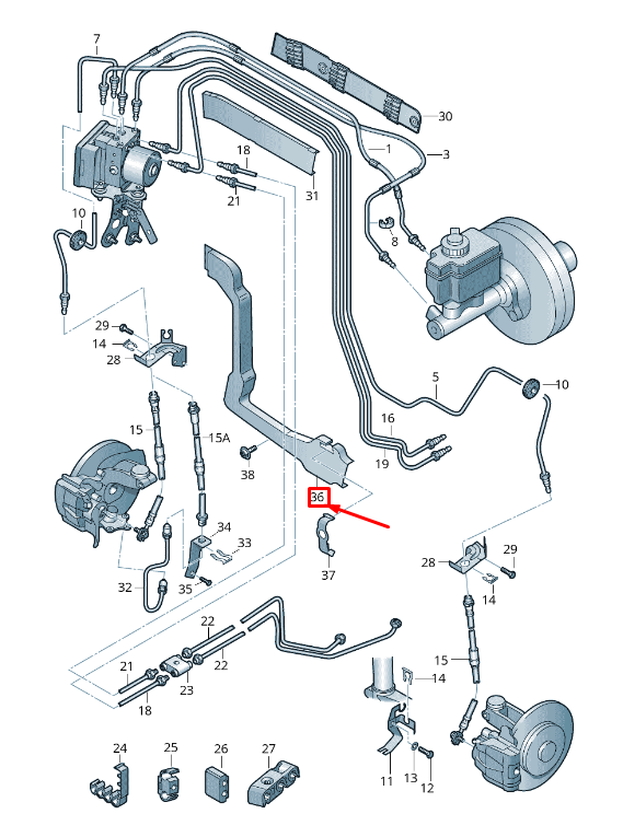 NEW AUDI A3 SPORTBACK 8P BRAKE PIPES COVER LHD 1K1611732B ORIGINAL