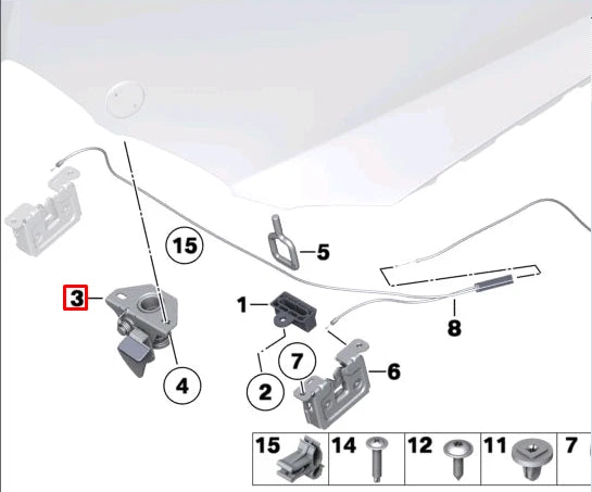 NEW BMW 3 COUPE E92 FRONT BONNET SAFETY LATCH 7241662 51237241662 ORIGINAL