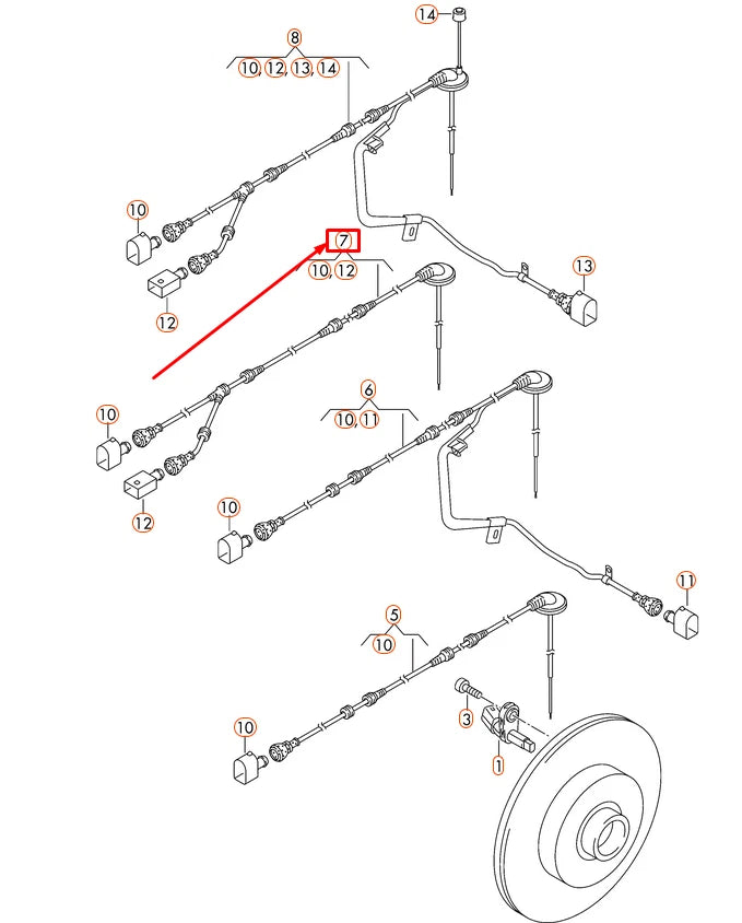 NEW VW CADDY 2K REAR LEFT SPEED SENSOR WIRING HARNESS 2K0927904D