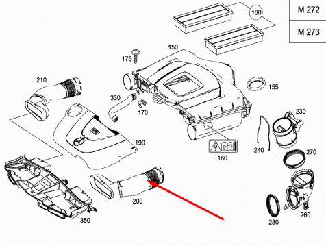 NEW MB E-CLASS W212 LEFT AIR INTAKE HOSE A2720903582 3.5 PETROL ORIGINAL