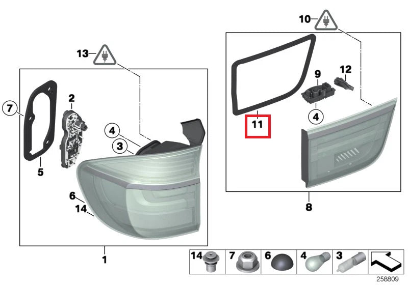 NEW BMW E70 E70N SUV GASKET REAR LIGHT TRUNK LID RIGHT 7268786 63217268786
