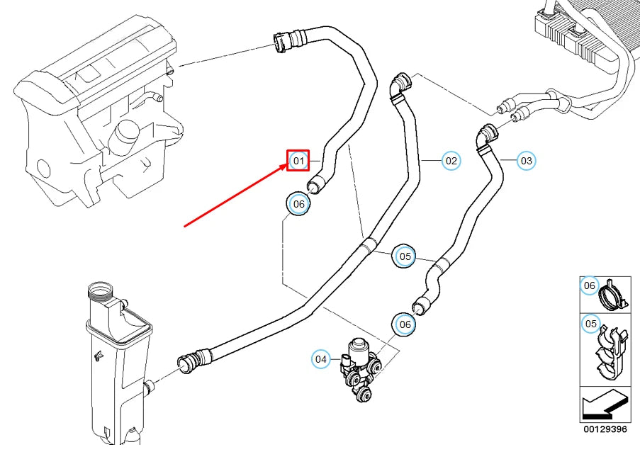 NEW BMW X3 E83 ENGINE INLET AND HEATER CONTROL VALVE HOSE 64213400415 ORIGINAL