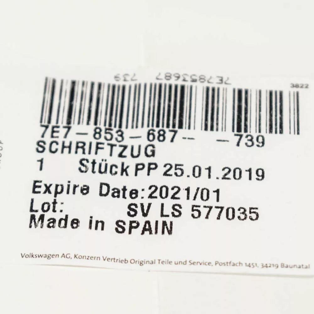 NEW VOLKSWAGEN TP T5 REAR TAILGATE EMBLEM BADGE CALIFORNIA 7E7853687 739