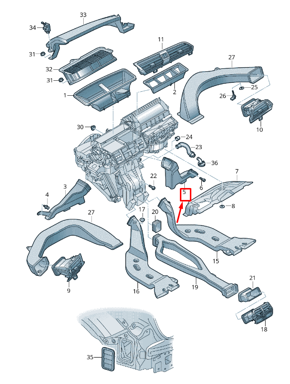 NEW AUDI Q2 GA RIGHT FOOTWELL VENT LHD 8V1819152 ORIGINAL