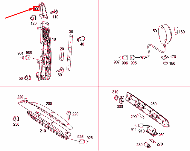NEW MERCEDES-BENZ VITO W639 REAR LEFT TOP REFLECTOR A6398201864 ORIGINAL