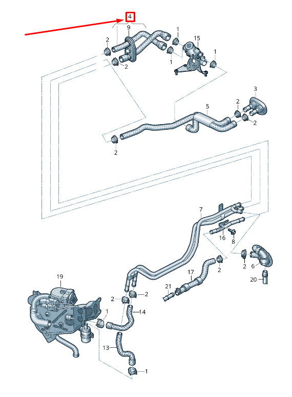 new audi a6 avant c7 auxiliary heater coolant hose 4g1265347ae original