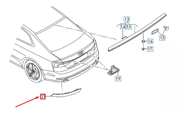 NEW AUDI A5 8W6 REAR LEFT BUMPER REFLECTOR 8W6945105A ORIGINAL