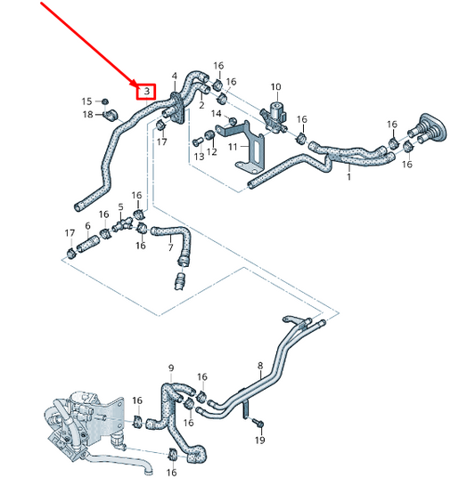 NEW AUDI Q5 8R AUXILIARY HEATER COOLANT HOSE 8R0265370AB ORIGINAL
