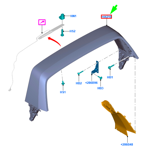 new ford ranger t6 mk1 rear spoiler bar kit 2307783 eb3b-286f60-bd5g9z original