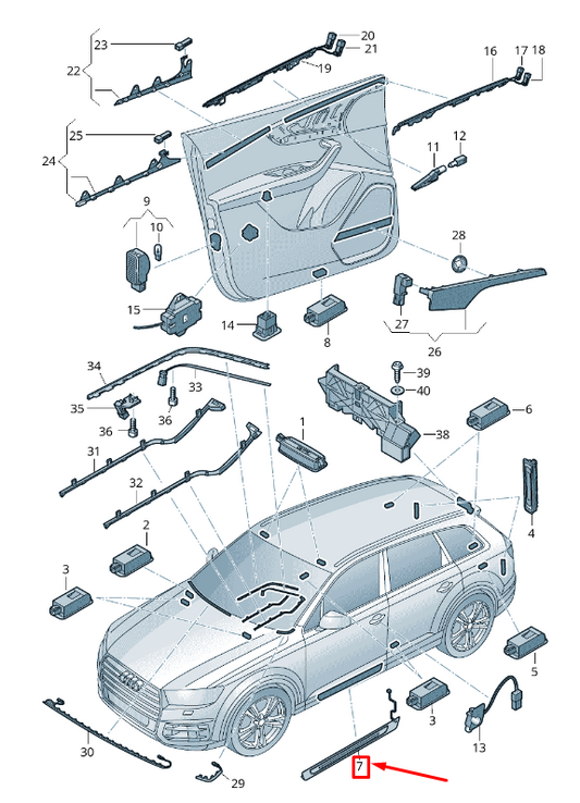 new audi q7 4m front left sill trim strip 4m0947405b original