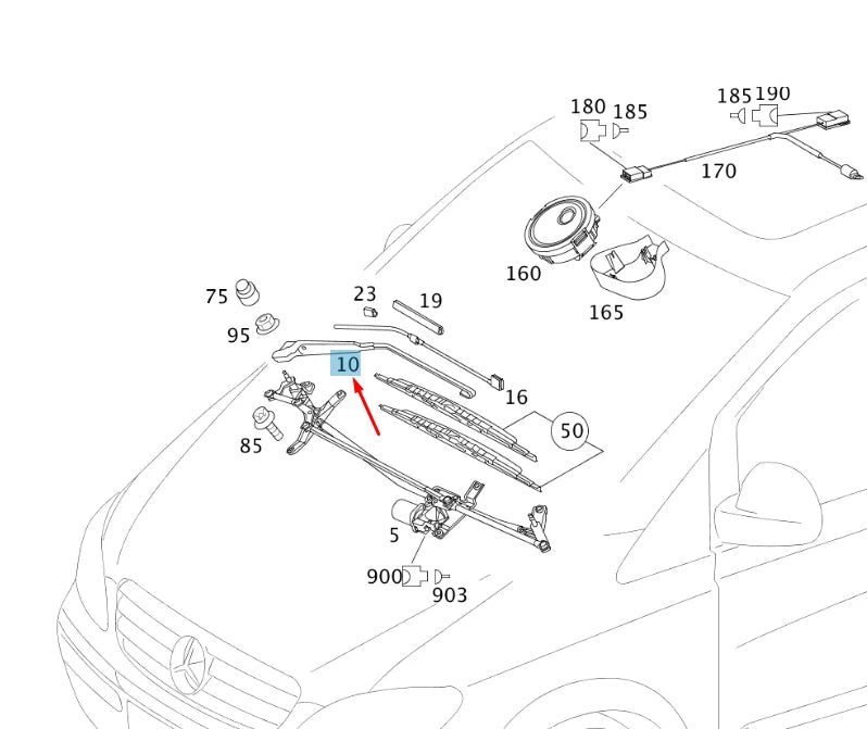 NEW MERCEDES-BENZ VITO W639 FRONT RIGHT WIPER ARM A0018205544 ORIGINAL