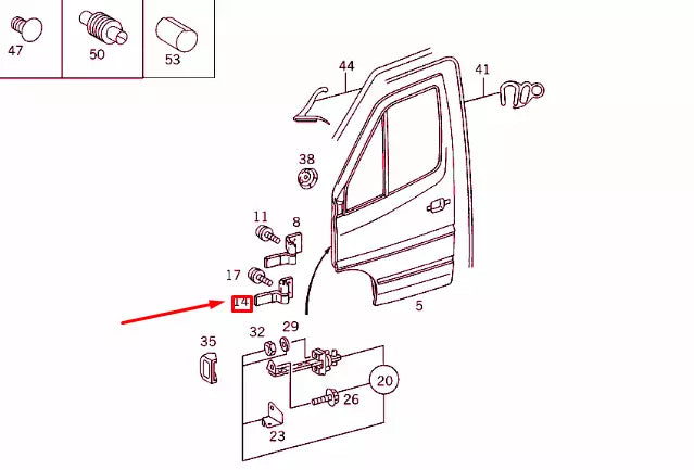 NEW MERCEDES-BENZ SPRINTER 903 FRONT LEFT DOOR BOTTOM HINGE A9017200737 ORIGINAL