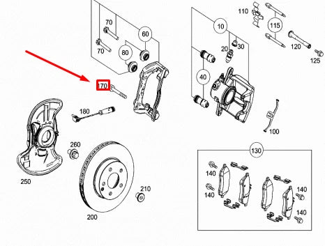 NEW MERCEDES-BENZ S W220 FRONT WHEEL BRAKE CALIPER BOLT A0019900814 ORIGINAL