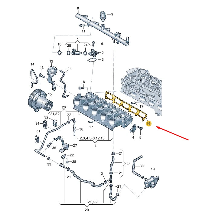 NEW AUDI RS Q3 F3 LOWER INTAKE MANIFOLD GASKET SEAL 07K133379G ORIGINAL