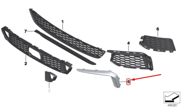 NEW BMW 5 G30 M FRONT BUMPER LEFT SIDE FINISHER 51118064979 8064979 ORIGINAL