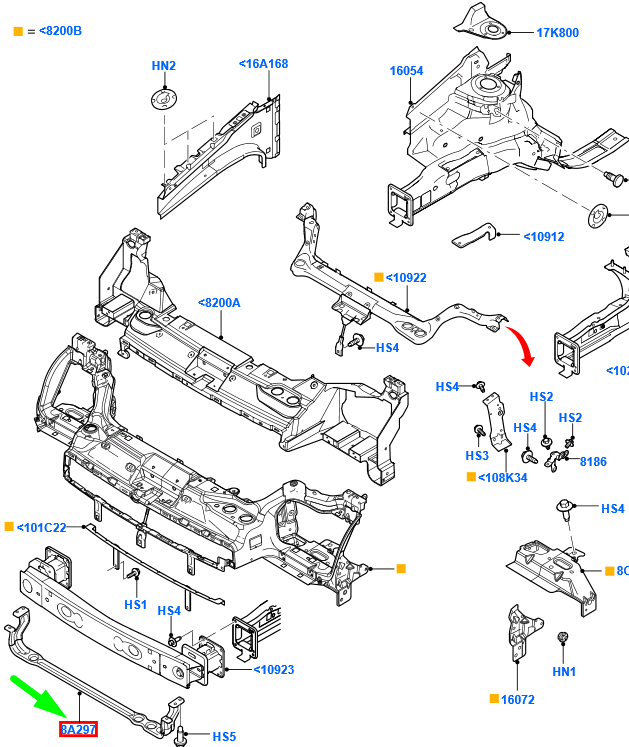 new ford transit connect mk1 front radiator support bracket 4572692 original
