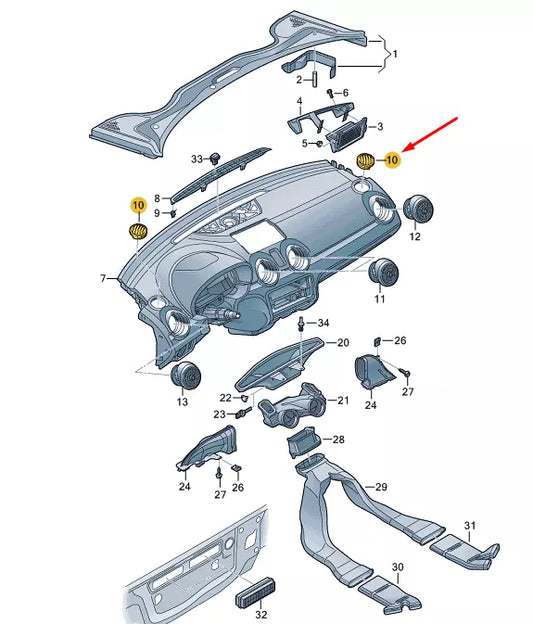 NEW AUDI A1 MK1 DASH PANEL AIR VENT 8X08197936PS ORIGINAL