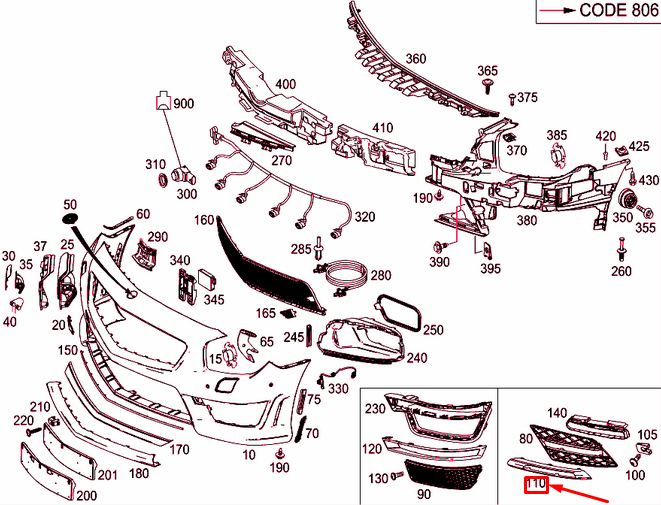NEW MERCEDES-BENZ SL R231 FRONT BUMPER RIGHT GRILLE MOULDING A2318850074