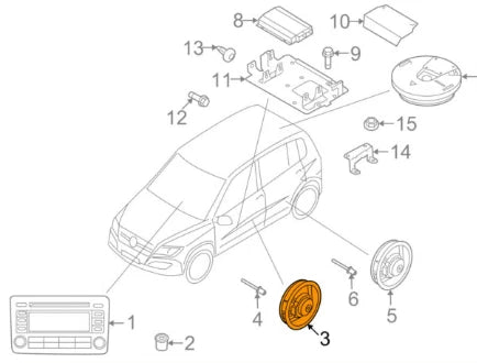 NEW VOLKSWAGEN TIGUAN 5N FRONT DOOR BASS LOUDSPEAKER 5N0035454B