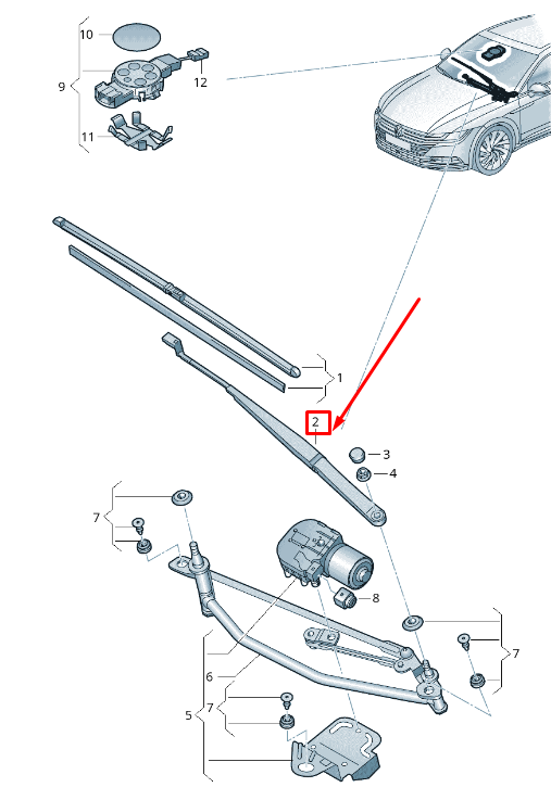 new vw arteon 3h front right wiper arm rhd 3g8955410a original