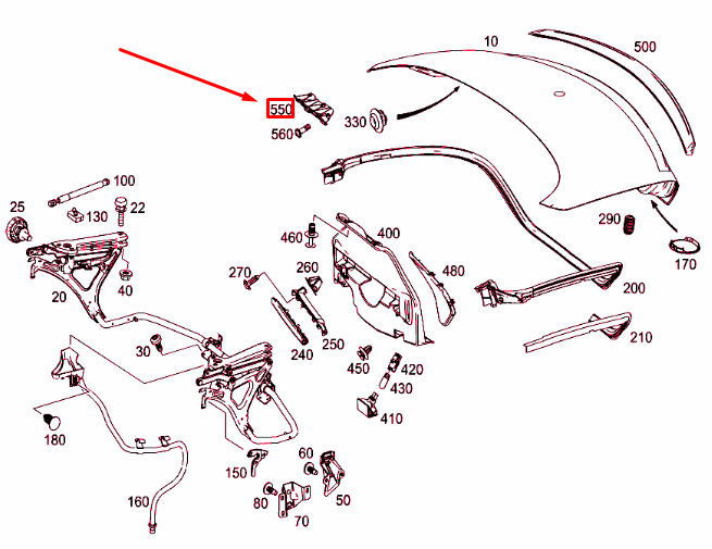 NEW MB SLK R172 REAR LID CABLE HARNESS FASTENING PLATE A1725460300 ORIGINAL