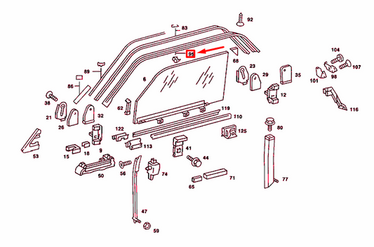 new mercedes-benz saloon w123 front left door window seal a1237200154 original
