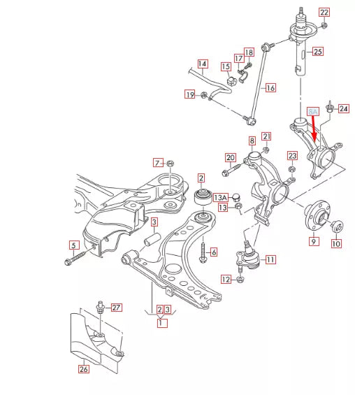 NEW AUDI A1 8X FRONT RIGHT SIDE WHEEL KNUCLE SPINDLE 6C0407256 ORIGINAL