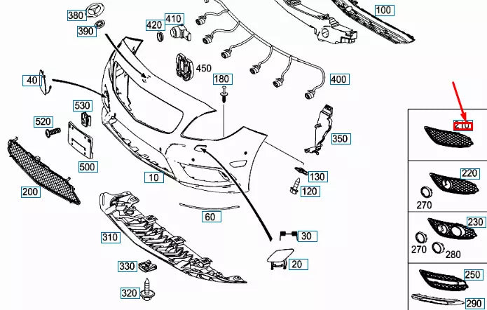 NEW MERCEDES-BENZ B W246 FRONT BUMPER RIGHT GRILLE A2468851622 ORIGINAL