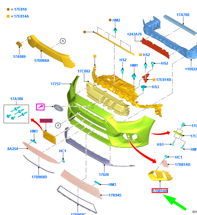 new ford focus c346 mk3 front bumper left grille trim 2003981 original