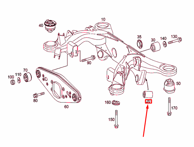NEW MERCEDES-BENZ E W211 REAR CONTROL ARM BEARING A2223520865 ORIGINAL