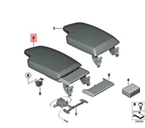 NEW BMW 3 F30 FRONT CENTER CONSOLE UPPER ARMREST LHD 51169285152 ORIGINAL