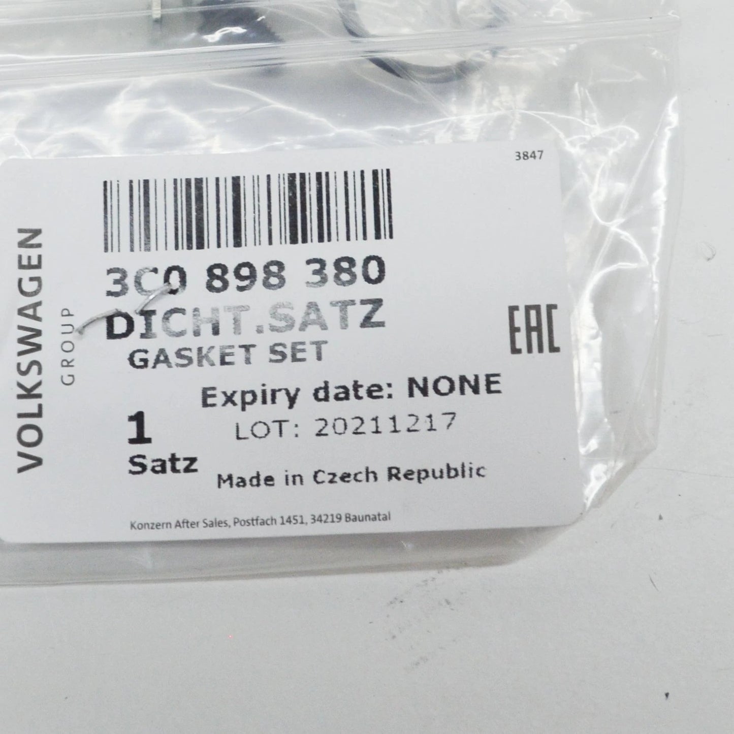 NEW VOLKSWAGEN BEETLE A5 HEATER CORE HOSE GASKET SET 3C0898380 ORIGINAL