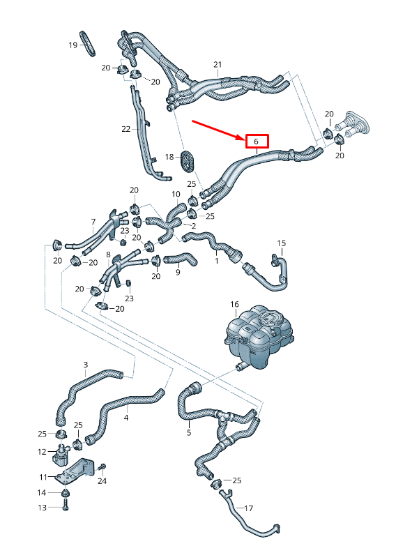 new audi q7 4m hvac heater hose 4m0819350f original