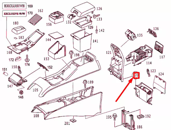 NEW MB ML W163 CONSOLE REAR HOLDING DEVICE WITH ASHTRAY A16368007317211 ORIGINAL