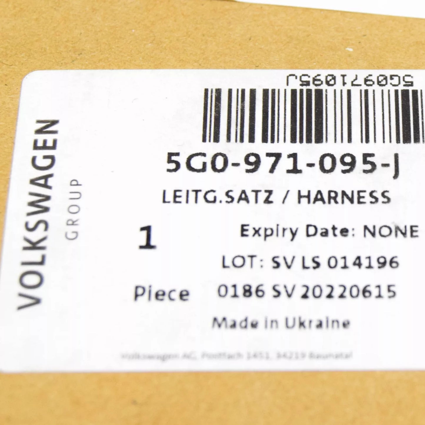 NEW VW GOLF MK7 FRONT BUMPER WIRING SET 5G0971095J ORIGINAL